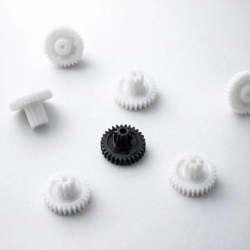 Custom Plastik-Zahnräder als Ersatzteil-Set aus dem 3D-Drucker – verschiedene Module in Schwarz und Weiß